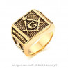 BA0146 BOBIJOO Jewelry Anello Con Sigillo Massoneria Colonne, Dorato Finitura Oro G