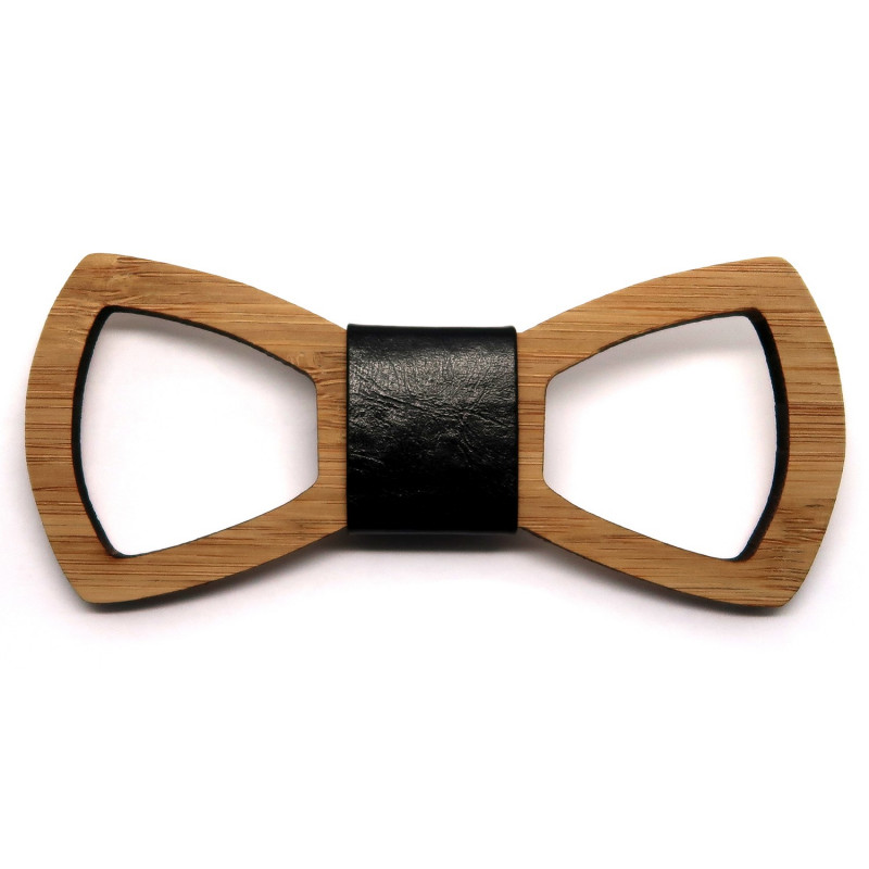 NP0007 BOBIJOO Jewelry Bowtie openwork bamboo wood classic