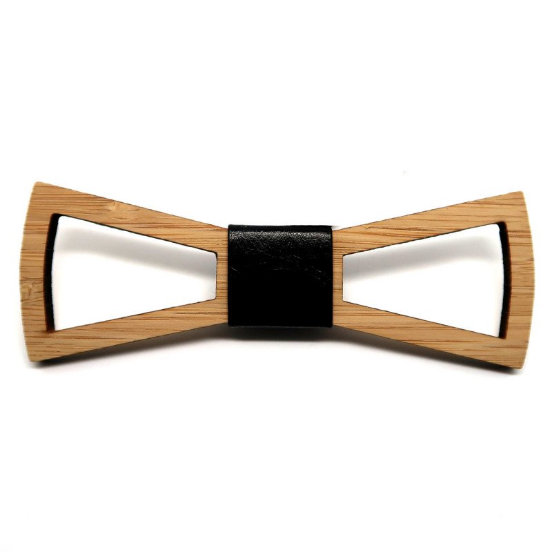 NP0006 BOBIJOO Jewelry Bow tie traforata in legno di bambù Design rettangolo