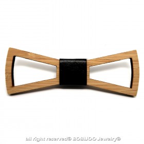 NP0006 BOBIJOO Jewelry Bow tie traforata in legno di bambù Design rettangolo