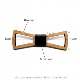 NP0006 BOBIJOO Jewelry Bow tie wood bamboo openwork Design Rectangle