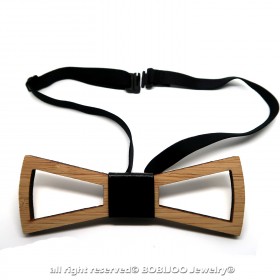 NP0006 BOBIJOO Jewelry Bow tie wood bamboo openwork Design Rectangle