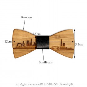 NP0003 BOBIJOO Jewelry Bow tie wood bamboo London GB