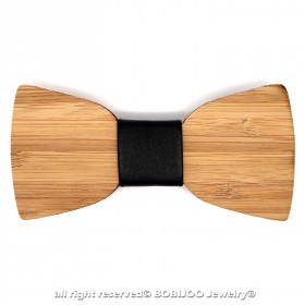 NP0009 BOBIJOO Jewelry Classic Bamboo Wood Bow Tie Neutral