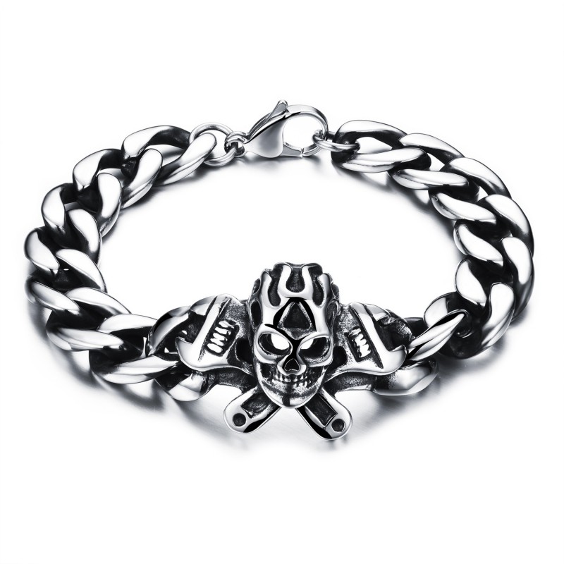 Gourmette Bracelet Acier Biker Mécanicien bobijoo