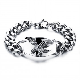 GO0010 BOBIJOO Jewelry Curb chain Bracelet Man Biker Flying Eagle USA Steel