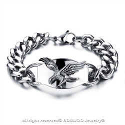 Gourmette Bracelet Homme Biker Aigle Volant USA Acier bobijoo