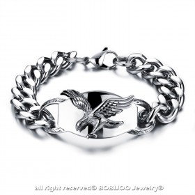 GO0010 BOBIJOO Jewelry Curb catena Bracciale Uomo Biker Flying Eagle USA Acciaio