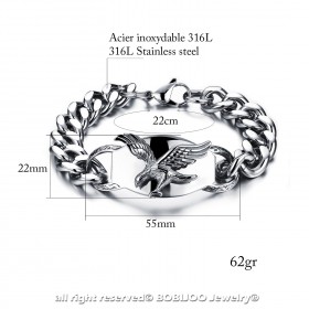 Gourmette Bracelet Homme Biker Aigle Volant USA Acier bobijoo