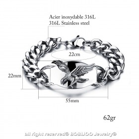 GO0010 BOBIJOO Jewelry Panzer-Armband Mann Biker Fliegenden Adler USA Stahl