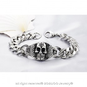 GO0011 BOBIJOO Jewelry Acera de la cadena de Pulsera de Hombre de Moteros Templarios (Cabeza de la Muerte