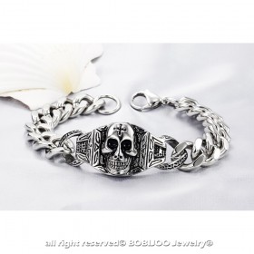GO0011 BOBIJOO Jewelry Curb catena Bracciale Uomo Biker Templari (Testa di Morte