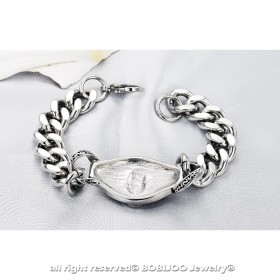 GO0011 BOBIJOO Jewelry Curb catena Bracciale Uomo Biker Templari (Testa di Morte