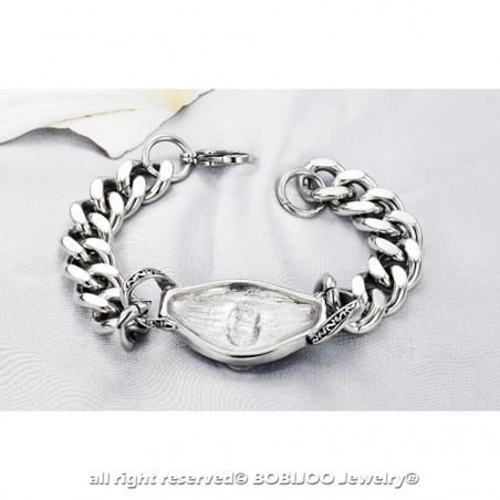Gourmette Bracelet Homme Biker Templier Tête de Mort bobijoo