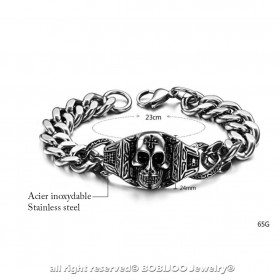 GO0011 BOBIJOO Jewelry Curb catena Bracciale Uomo Biker Templari (Testa di Morte