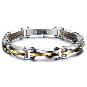 BR0160 BOBIJOO Jewelry Pulsera Del Motorista Del Acero Inoxidable De Plata Dorada Estética