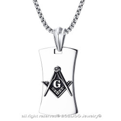 PE0064 BOBIJOO Jewelry Pendant Freemasonry G Bracket Compass Black Steel Chain