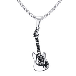 PE0067 BOBIJOO Jewelry Colgante De Hombre De La Guitarra De Acero, De Plata Músico De Rock De La Cadena De
