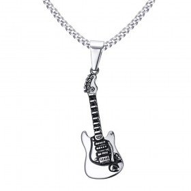 PE0067 BOBIJOO Jewelry Anhänger, Mann-Gitarre, Stahl-Silber-Musiker, Rock, String