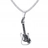 Pendentif Homme Guitare Acier Argenté Musicien Rock Chaîne bobijoo