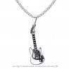 PE0067 BOBIJOO Jewelry Ciondolo Uomo Chitarra In Acciaio, Argento Musicista Rock Catena