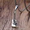 PE0067 BOBIJOO Jewelry Ciondolo Uomo Chitarra In Acciaio, Argento Musicista Rock Catena