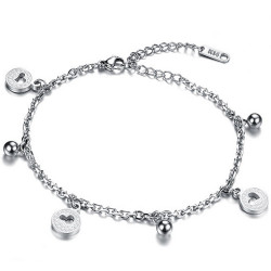 Chaîne de Cheville Femme Acier Argenté Breloques Coeur bobijoo