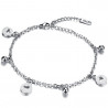 BR0178 BOBIJOO Jewelry La cadena de Tobillo de las Mujeres de Acero de tono de Plata de los Encantos del Corazón
