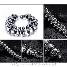 BR0185 BOBIJOO Jewelry Bracciale Uomo Biker cranio Testa del Cranio dell'Acciaio Inossidabile