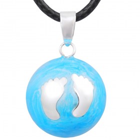 GR0024 BOBIJOO Jewelry Collana Ciondolo Bola Musicale Gravidanza Piccoli Piedi Blu Ragazzo