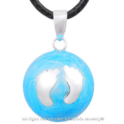 GR0024 BOBIJOO Jewelry Halskette Anhänger Bola Musical Schwangerschaft Kleine Füße In Blau Junge