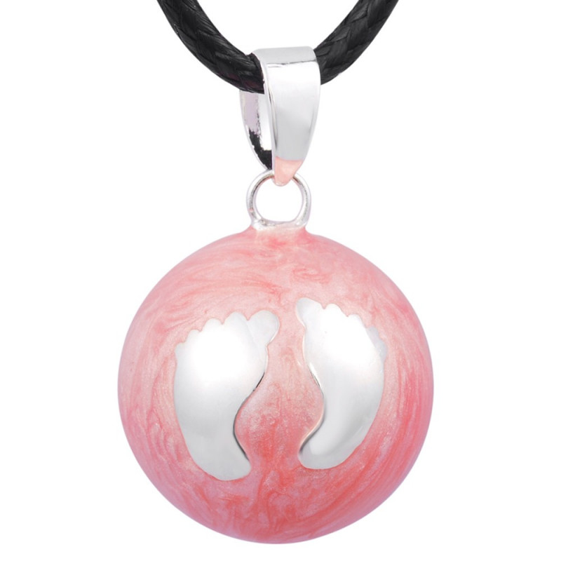 GR0025 BOBIJOO Jewelry Collana Ciondolo Bola Musicale Gravidanza Zampette Rosa Ragazza