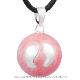 GR0025 BOBIJOO Jewelry Necklace Pendant Bola Musical Pregnancy Little Feet Pink Girl