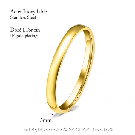AL0023 BOBIJOO Jewelry Alianza Fino de 3 mm Mixta de Acero Inoxidable chapado en Oro de acabado