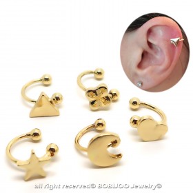 PIP0027 BOBIJOO Jewelry Lot of 5 Ear Clips Golden