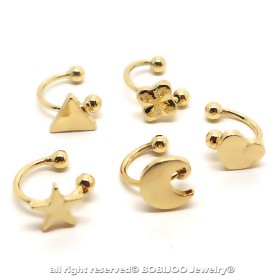 PIP0027 BOBIJOO Jewelry Lot of 5 Ear Clips Golden
