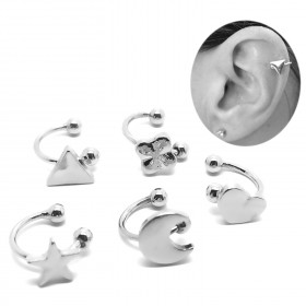 Lot de 5 Clips d'Oreille Argenté bobijoo