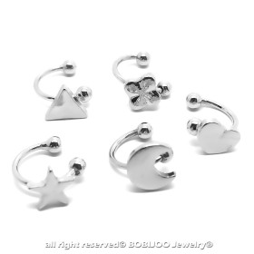 Lot de 5 Clips d'Oreille Argenté bobijoo