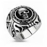 BA0147 BOBIJOO Jewelry Imponente Anello Biker in Acciaio inox Argento Nero cranio Testa