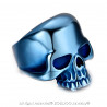 BA0149 BOBIJOO Jewelry Siegelring Ring Biker totenkopf Skull Edelstahl Blau
