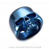 BA0149 BOBIJOO Jewelry Siegelring Ring Biker totenkopf Skull Edelstahl Blau