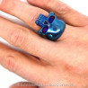 BA0149 BOBIJOO Jewelry Signet Ring Biker skull Head Skull Stainless Steel Blue