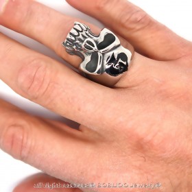 BA0150 BOBIJOO Jewelry Signet Ring Biker Man 13 Death's Head Stainless Steel