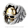 BA0151 BOBIJOO Jewelry Signet Ring Biker Man, Half Angel Half Demon