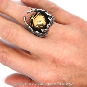 BA0151 BOBIJOO Jewelry El Anillo De Sellar Biker Hombre, Mitad Ángel Mitad Demonio