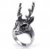 BA0153 BOBIJOO Jewelry Ring-Kopf Hirsch, Jäger, Mann, Frau, Edelstahl