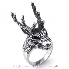 BA0153 BOBIJOO Jewelry Ring Deer Head Hunter Man Woman Stainless Steel