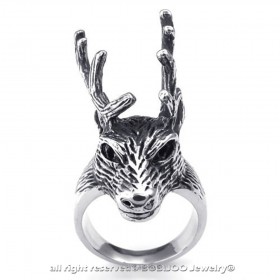 Bague Tête de Cerf Chasseur Homme Femme Acier Inoxydable bobijoo