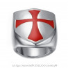 BA0154 BOBIJOO Jewelry Siegelring Ring Templer Schild Rot-Kreuz-Edelstahl