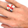 BA0154 BOBIJOO Jewelry Signet Ring Shield Templar Red Cross Stainless Steel